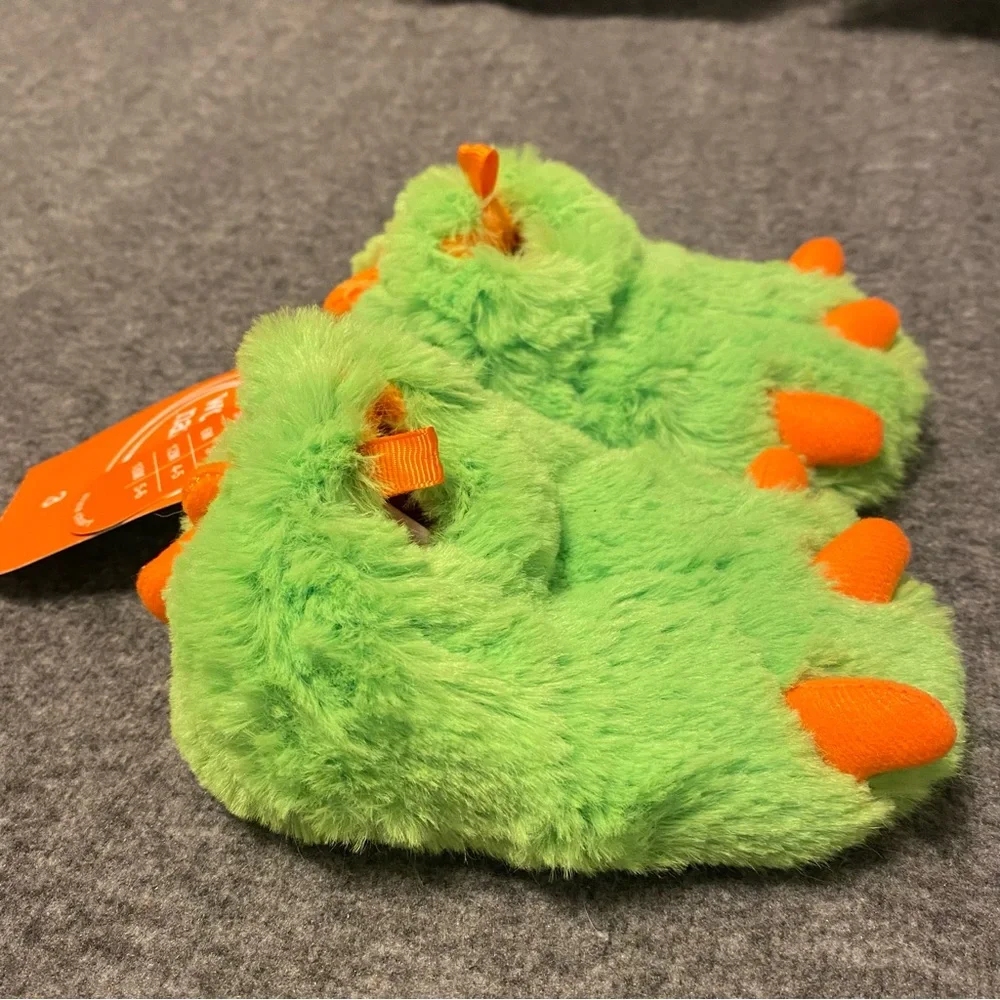 Green and Orange Monster Claw Slippers Childs Size 3‎ Wonder Nation Slip On New